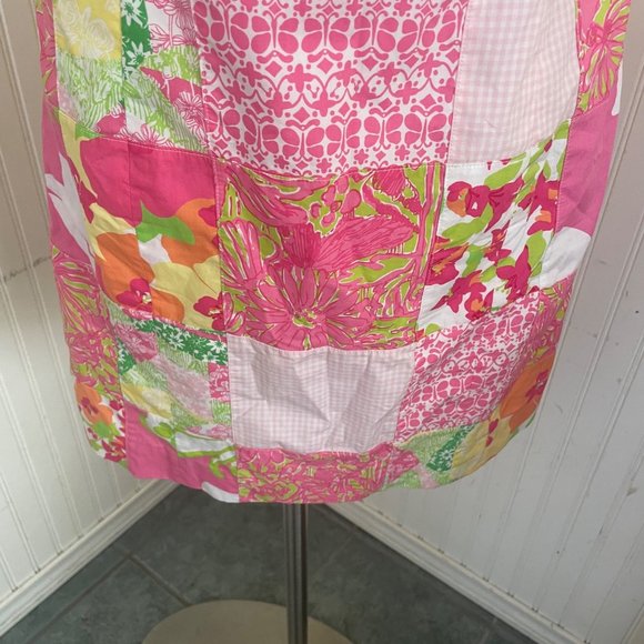 Lily Pullitzer size 8 tube dress sleeveless pink patchwork bottom bow tie back - Picture 8 of 9